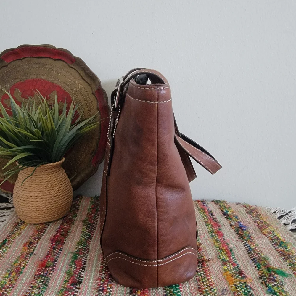 Coach Brown Leather Tote Bag Vintage Purse Boho